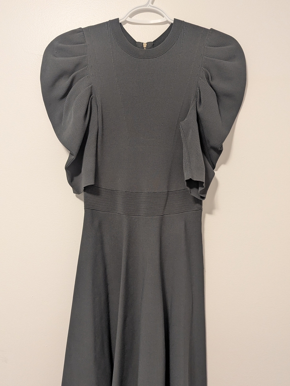 Ted Baker Puff Sleeve Knit Midi Dress - Dark Sage